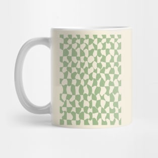 Green and Cream Distorted Warped Checkerboard Pattern V Mug